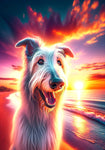 Irish Wolfhound White -  Best of Breed DCR Summer Sunset Outdoor House and Garden Flag