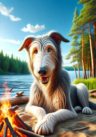 Irish Wolfhound White -  Best of Breed DCR Summer Camping   Outdoor House and Garden Flag