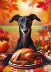 Italian Greyhound Black -  Best of Breed DCR Thanksgiving Outdoor House and Garden Flag