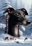 Italian Greyhound Black/White - Best of Breed  Winter Wonderland Outdoor House and Garden Flag