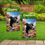 Italian Greyhound Black/White - Best of Breed  Spring Butterflies Outdoor House and Garden Flag