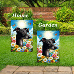 Italian Greyhound Black/White - Best of Breed  Summer Butterflies Outdoor House and Garden Flag