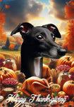 Italian Greyhound Black/White - Best of Breed  Thanksgiving Outdoor House and Garden Flag