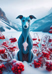 Italian Greyhound Blue -  Best of Breed DCR Winter Berries Outdoor House and Garden Flag