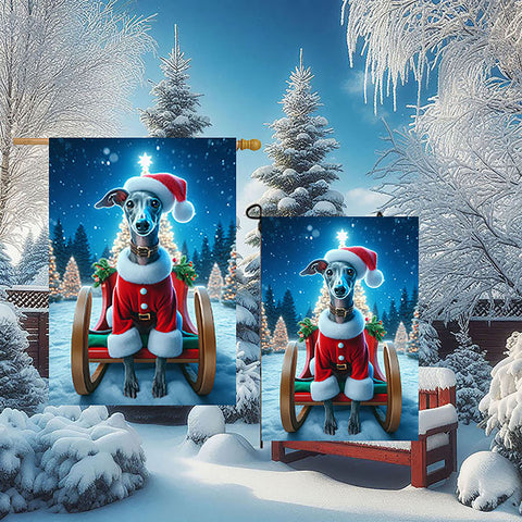 Italian Greyhound Blue -  Best of Breed DCR Christmas Outdoor House and Garden Flag
