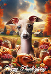 Italian Greyhound Fawn/White - Best of Breed  Thanksgiving Outdoor House and Garden Flag