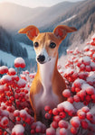 Italian Greyhound Fawn -  Best of Breed DCR Winter Berries Outdoor House and Garden Flag