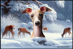 Italian Greyhound Fawn/White - Best of Breed Winter Wonderland Floor Mat Tufted Loop 18" x 27"