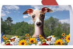 Italian Greyhound Fawn/White - Best of Breed Summer Flowers Mailbox Cover Hi-Grade Vinyl 6" x 19"