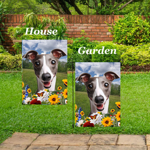 Italian Greyhound Grey/White - Best of Breed  Summer Fields Outdoor House and Garden Flag