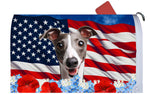 Italian Greyhound Grey/White - Best of Breed Patriotic Mailbox Cover Hi-Grade Vinyl 6" x 19"