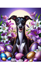 Italian Greyhound Black -  Best of Breed DCR Easter Holiday    Outdoor House and Garden Flag