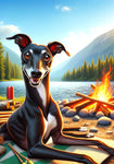 Italian Greyhound Black -  Best of Breed DCR Summer Camping   Outdoor House and Garden Flag