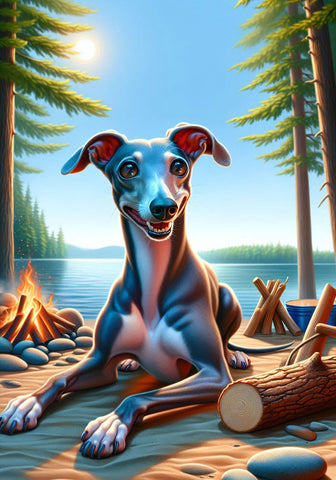 Italian Greyhound Blue -  Best of Breed DCR Summer Camping   Outdoor House and Garden Flag