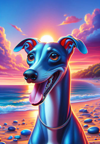 Italian Greyhound Blue -  Best of Breed DCR Summer Sunset Outdoor House and Garden Flag