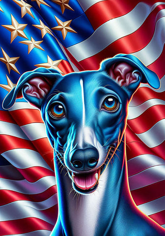 Italian Greyhound Blue -  Best of Breed DCR Patriotic III   Outdoor House and Garden Flag