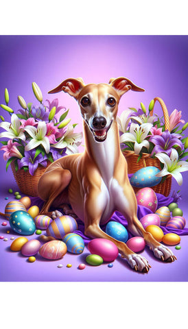 Italian Greyhound Fawn -  Best of Breed DCR Easter Holiday    Outdoor House and Garden Flag