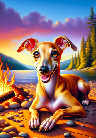 Italian Greyhound Fawn -  Best of Breed DCR Summer Camping   Outdoor House and Garden Flag