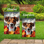 Jack Russell Brown/Black -  Best of Breed  Fall Leaves Outdoor House and Garden Flag