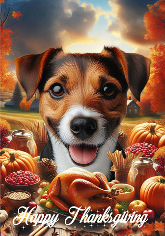 Jack Russell Brown/Black -  Best of Breed  Thanksgiving Outdoor House and Garden Flag