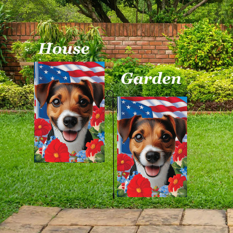Jack Russell Brown/Black -  Best of Breed  Patriotic I All-American Outdoor House and Garden Flag