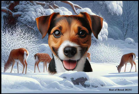 Jack Russell Brown/Black -  Best of Breed Winter Wonderland Floor Mat Tufted Loop 18" x 27"