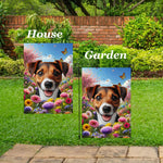 Jack Russell Brown/Black -  Best of Breed  Spring Butterflies Outdoor House and Garden Flag
