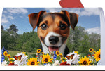 Jack Russell Brown/Black -  Best of Breed Summer Flowers Mailbox Cover Hi-Grade Vinyl 6" x 19"