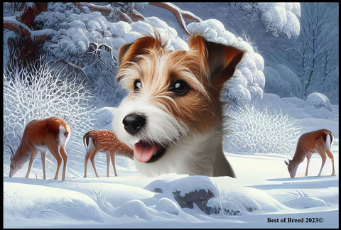 Jack Russell Wirehaired -  Best of Breed Winter Wonderland Floor Mat Tufted Loop 18" x 27"