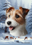 Jack Russell Wirehaired -  Best of Breed  Winter Wonderland Outdoor House and Garden Flag