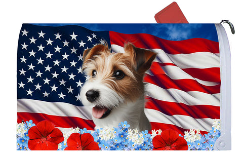 Jack Russell Wirehaired -  Best of Breed Patriotic Mailbox Cover Hi-Grade Vinyl 6" x 19"