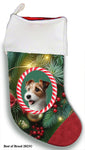 Jack Russell Wirehaired -  Best of Breed  Christmas Stocking 13.5"  Red Gaming Cloth with Red Lining ,Plush White Cuff