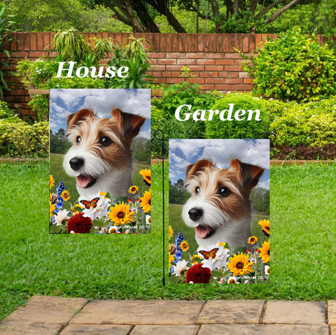 Jack Russell Wirehaired -  Best of Breed  Summer Fields Outdoor House and Garden Flag