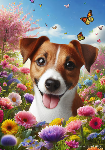 Jack Russell - Best of Breed  Spring Butterflies Outdoor House and Garden Flag