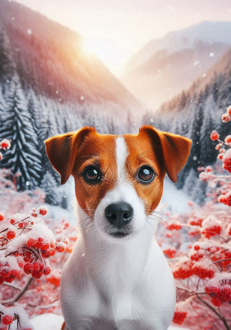 Jack Russell - Best of Breed DCR Winter Berries Outdoor House and Garden Flag