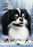 Japanese Chin Black/White - Best of Breed  Winter Wonderland Outdoor House and Garden Flag