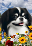 Japanese Chin Black/White - Best of Breed  Summer Fields Outdoor House and Garden Flag