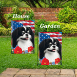 Japanese Chin Black/White - Best of Breed  Patriotic I All-American Outdoor House and Garden Flag