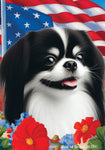 Japanese Chin Black/White - Best of Breed  Patriotic I All-American Outdoor House and Garden Flag