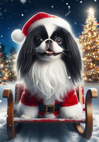 Japanese Chin Black and White -  Best of Breed DCR Christmas Outdoor House and Garden Flag