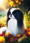 Japanese Chin Black and White -  Best of Breed DCR Falling Leaves Outdoor Flag