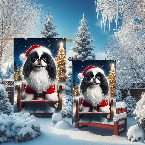 Japanese Chin Black and White -  Best of Breed DCR Christmas Outdoor House and Garden Flag