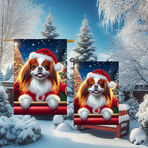 Japanese Chin Red and White -  Best of Breed DCR Christmas Outdoor House and Garden Flag