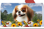 Japanese Chin Red/White - Best of Breed Summer Flowers Mailbox Cover Hi-Grade Vinyl 6" x 19"