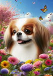 Japanese Chin Red/White - Best of Breed  Spring Butterflies Outdoor House and Garden Flag