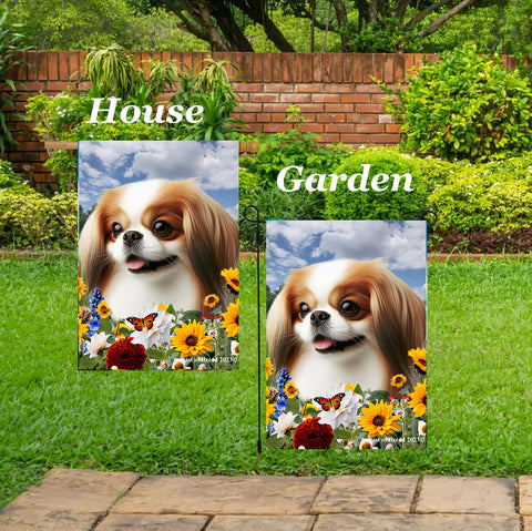 Japanese Chin Red/White - Best of Breed  Summer Fields Outdoor House and Garden Flag