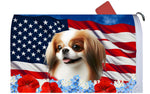 Japanese Chin Red/White - Best of Breed Patriotic Mailbox Cover Hi-Grade Vinyl 6" x 19"