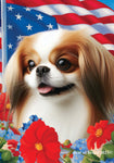 Japanese Chin Red/White - Best of Breed  Patriotic I All-American Outdoor House and Garden Flag