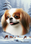 Japanese Chin Red/White - Best of Breed  Winter Wonderland Outdoor House and Garden Flag