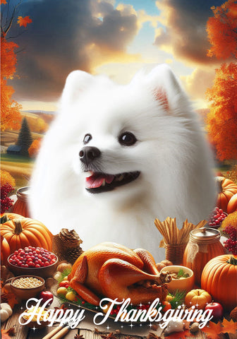 Japanese Spitz -  Best of Breed  Thanksgiving Outdoor House and Garden Flag